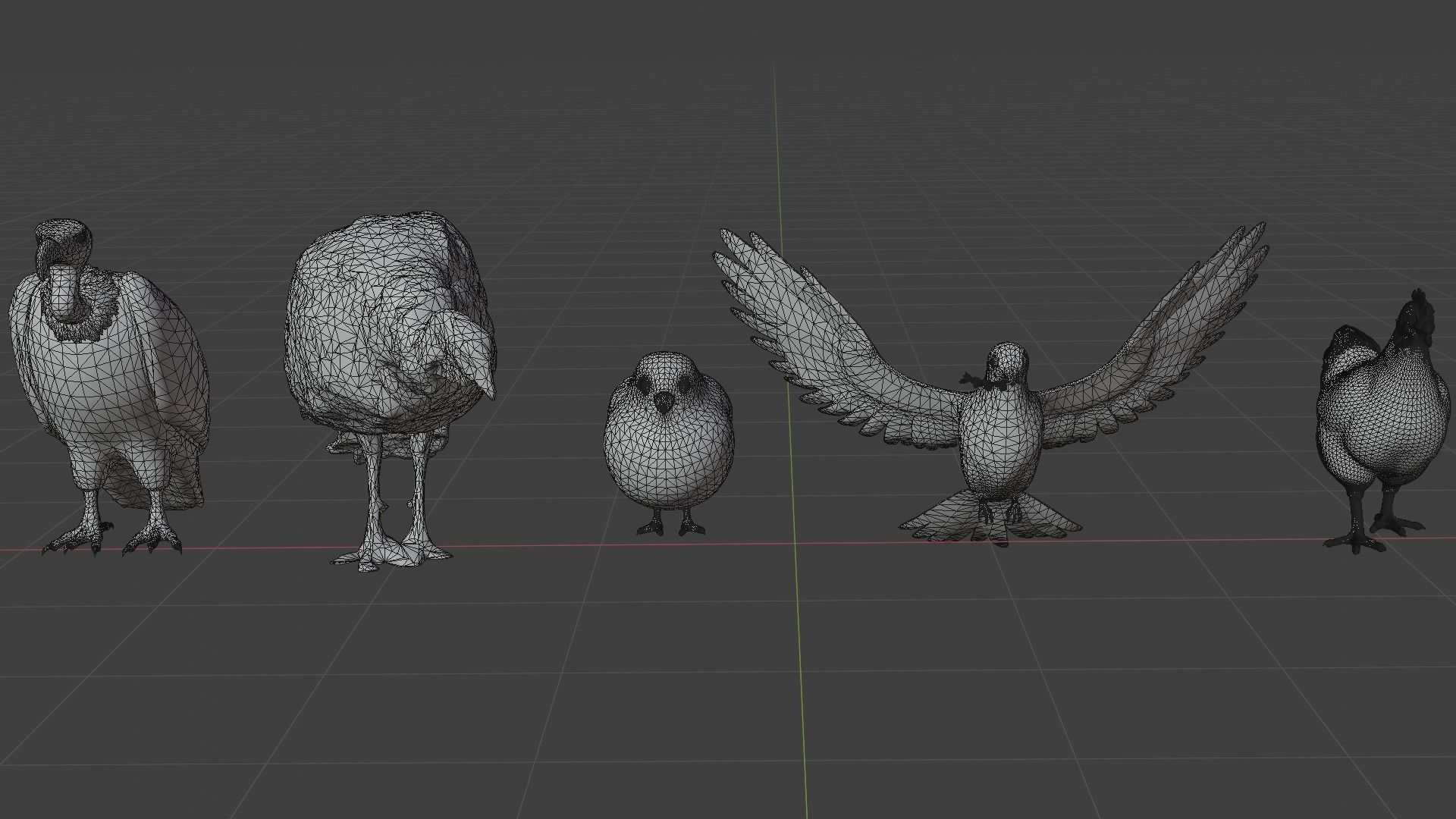 Bird group Chicken dove peace partridge vulture and turkey 3D model_7