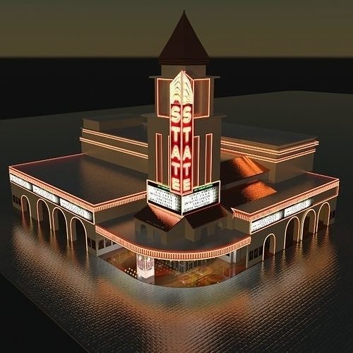 Detailed Movie Theater Exterior 3D model