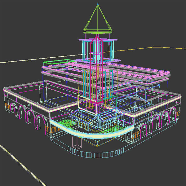 Detailed Movie Theater Exterior 3D model_8