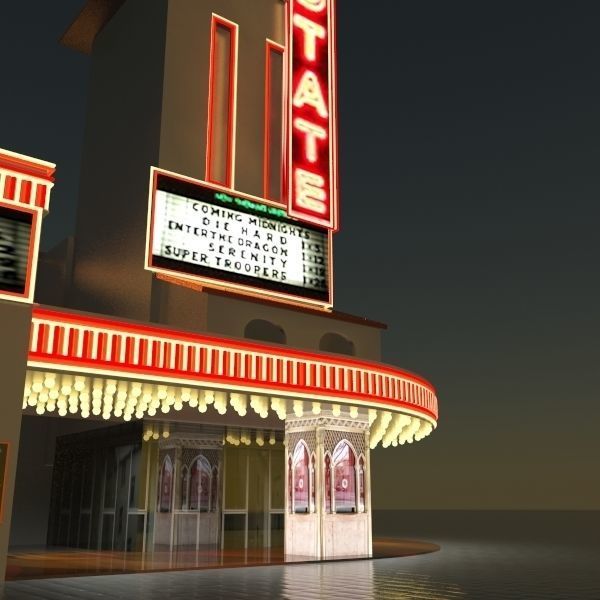 Detailed Movie Theater Exterior 3D model_6