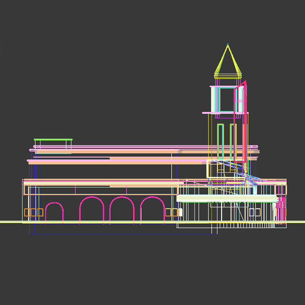 Detailed Movie Theater Exterior 3D model_9