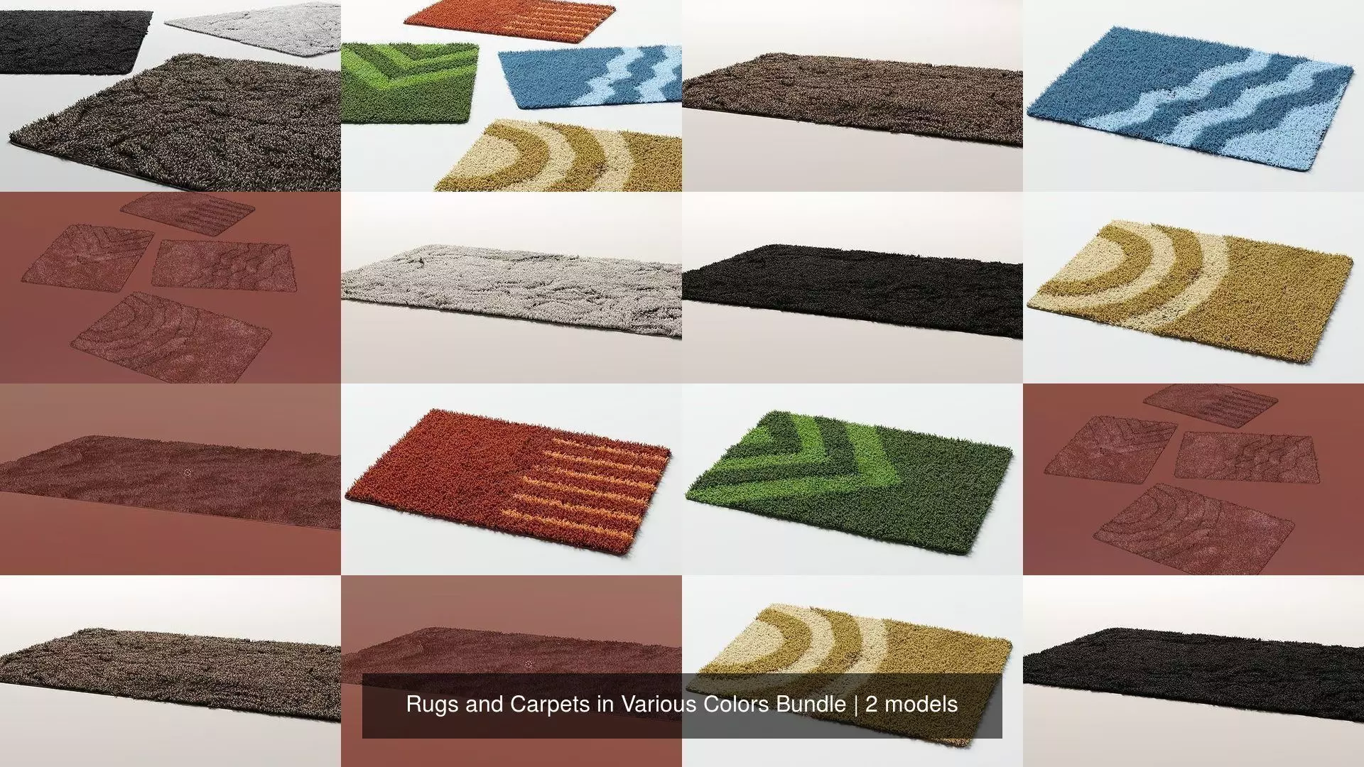 Rugs and Carpets in Various Colors Bundle 3D Model Collection_0