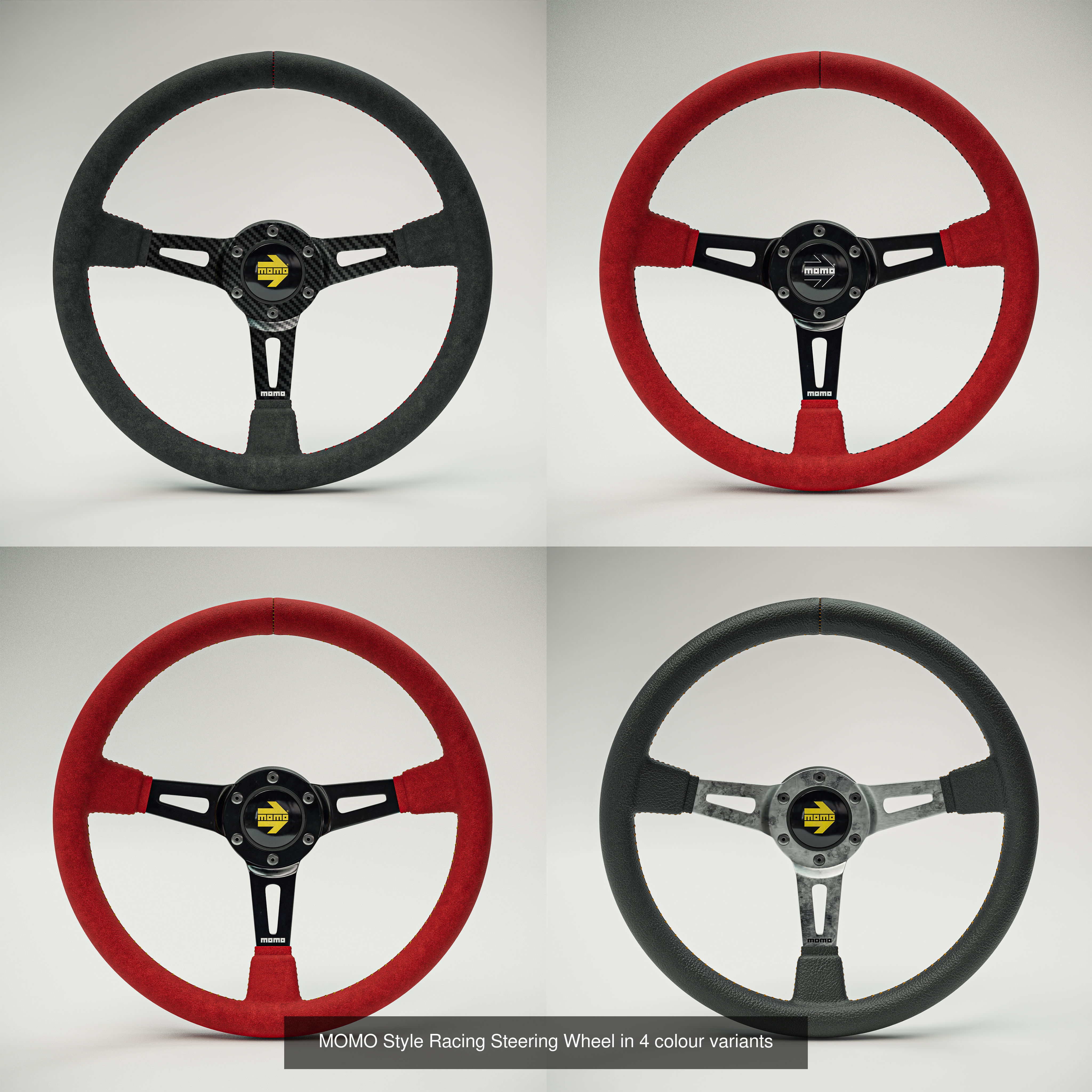 Racedriver Recaro Bucket Seat and MOMO Steering Wheels  3D Model Collection_3