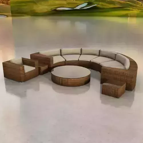 Circular Sofa Patio Set With Table and Chair