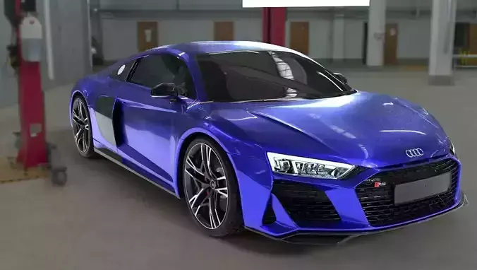 High Poly 2021 Audi r8 car exterior with good details