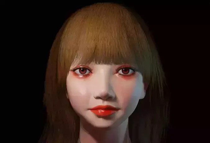 Girl realistic with hair and lips