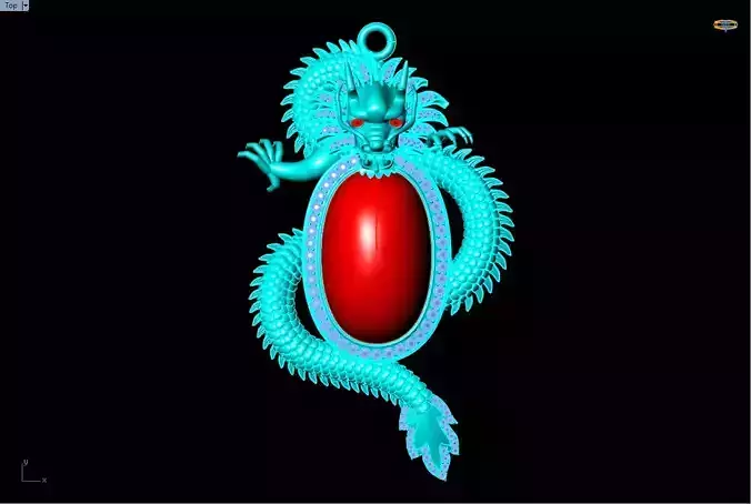 Dragon pendant - Oval mens pendant - N231A