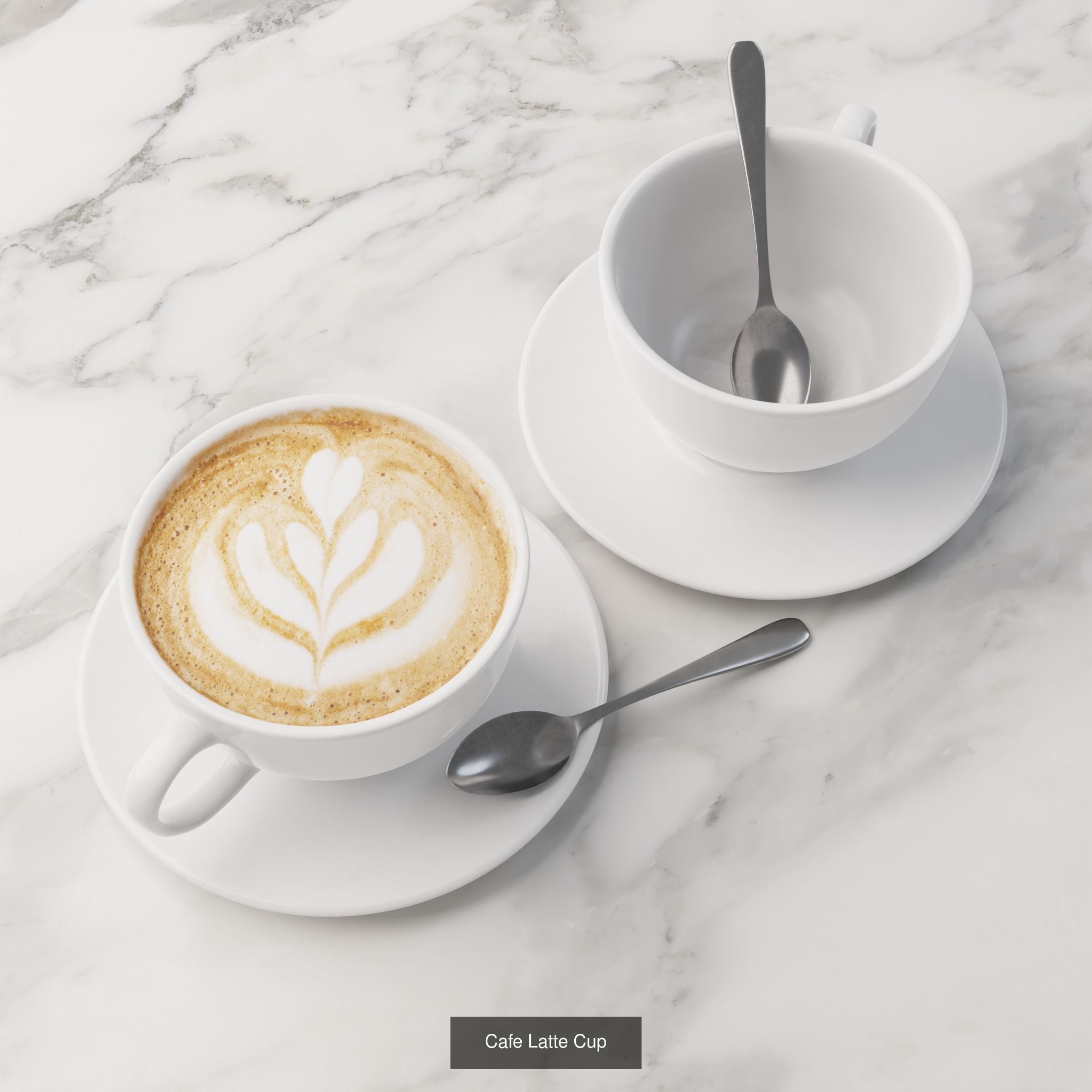 Morning Cafe Latte Cappuccino Bundle 3D Model Collection_3
