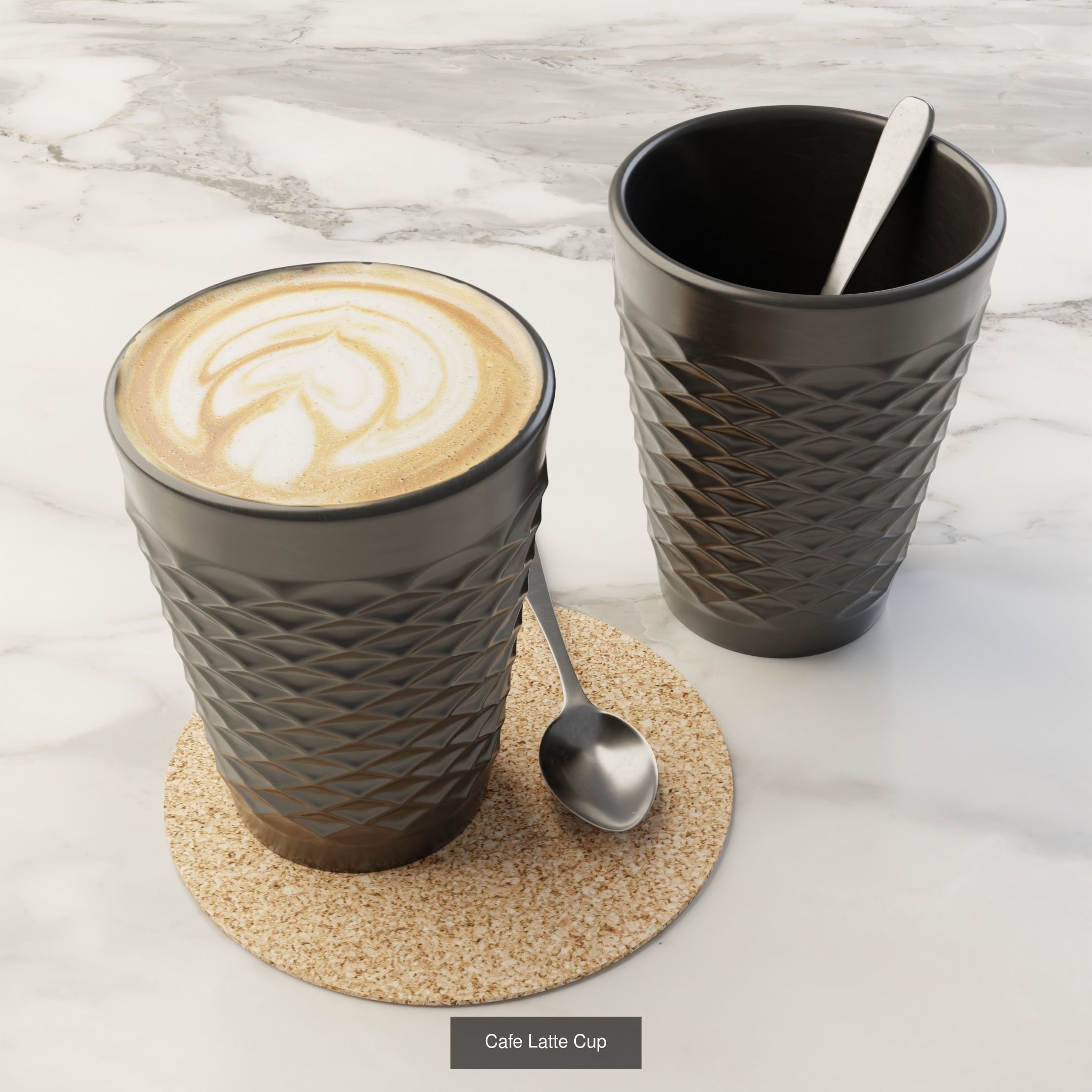 Morning Cafe Latte Cappuccino Bundle 3D Model Collection_1