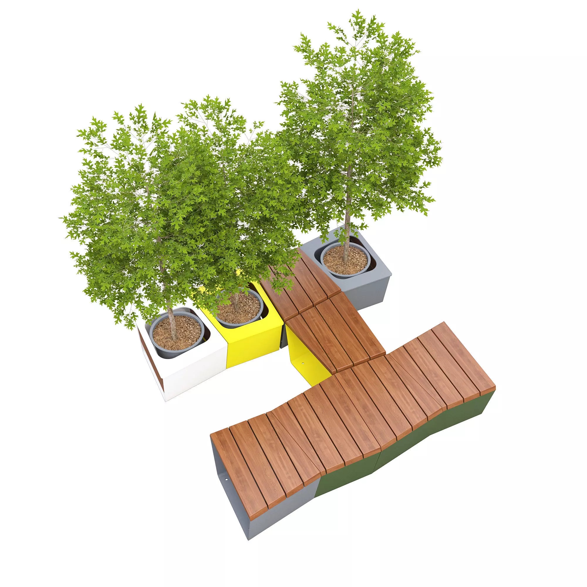 equiparc exa bench and pot 3D model_0