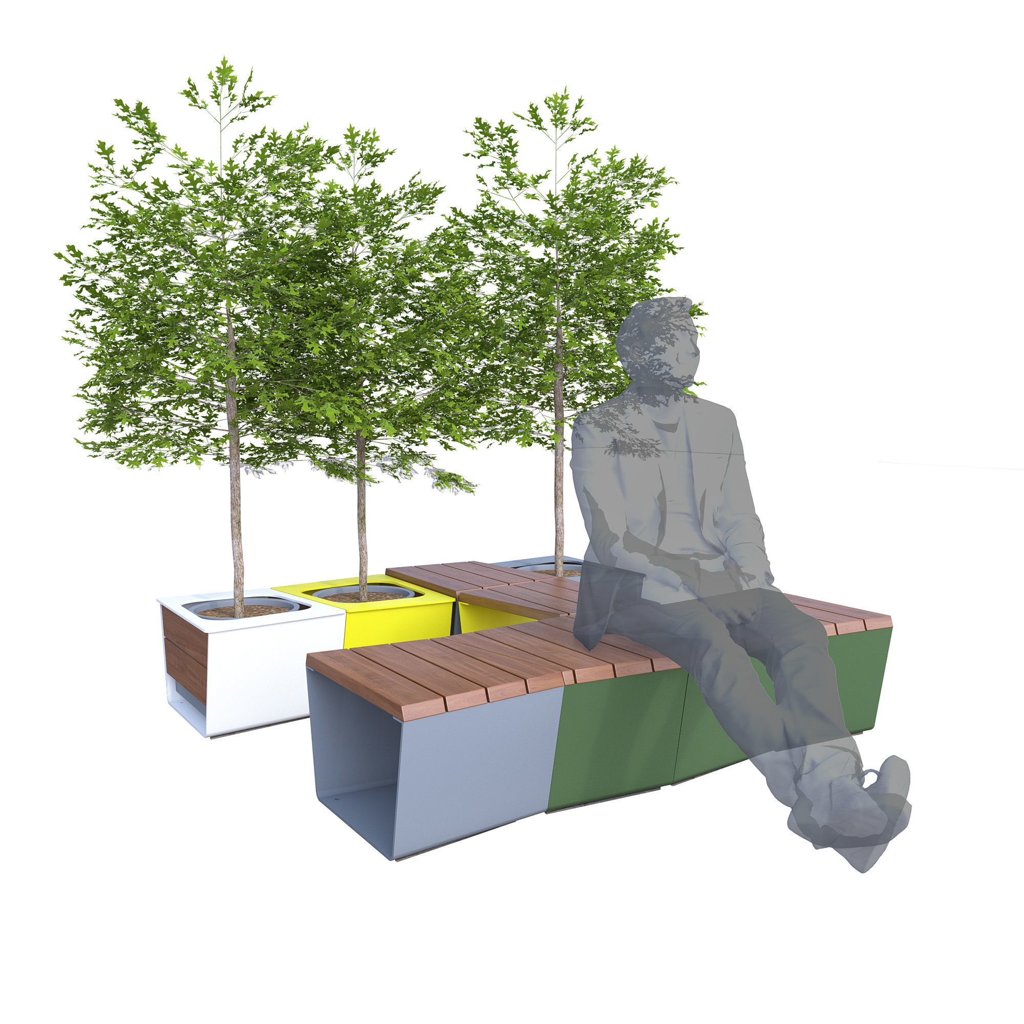 equiparc exa bench and pot 3D model_2