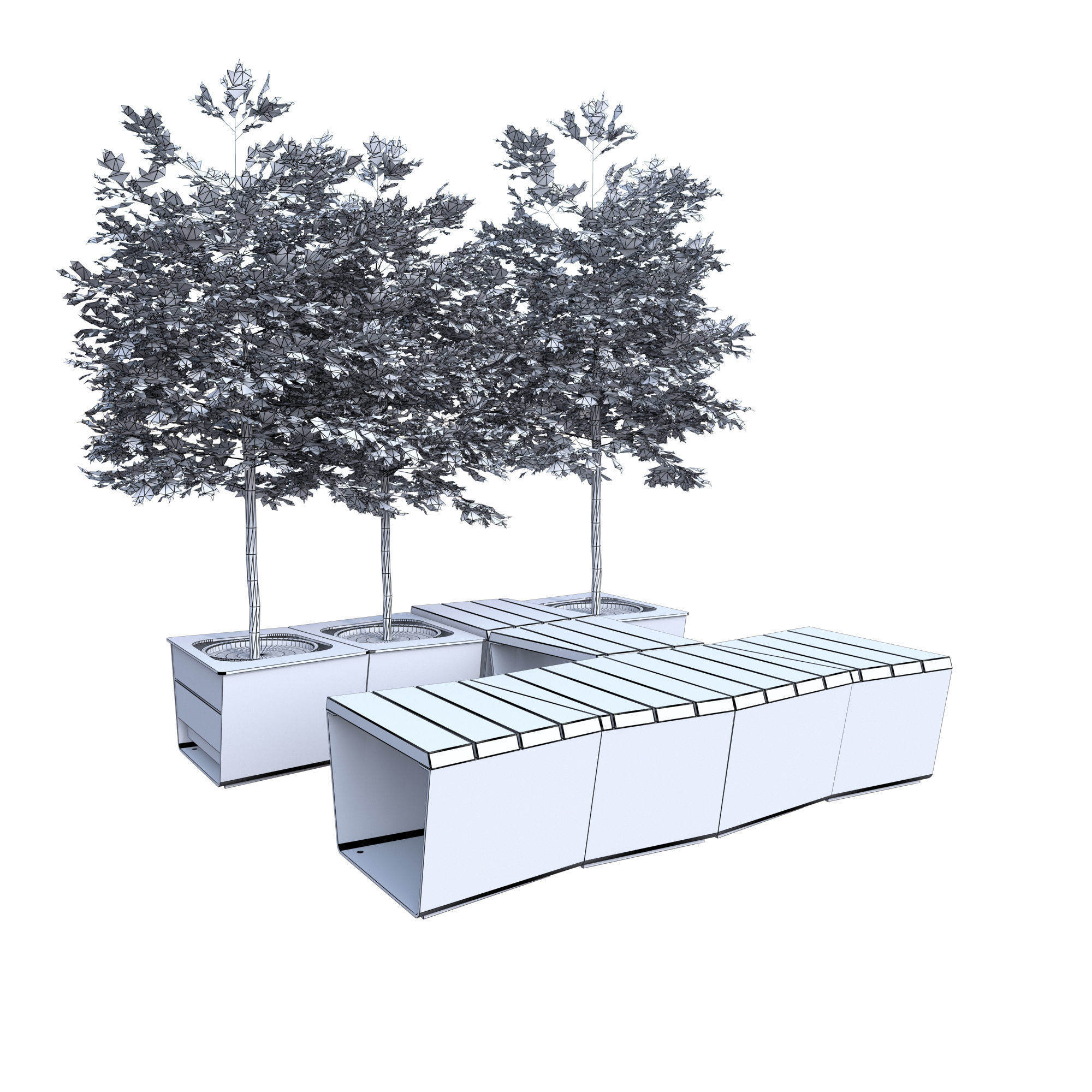 equiparc exa bench and pot 3D model_5