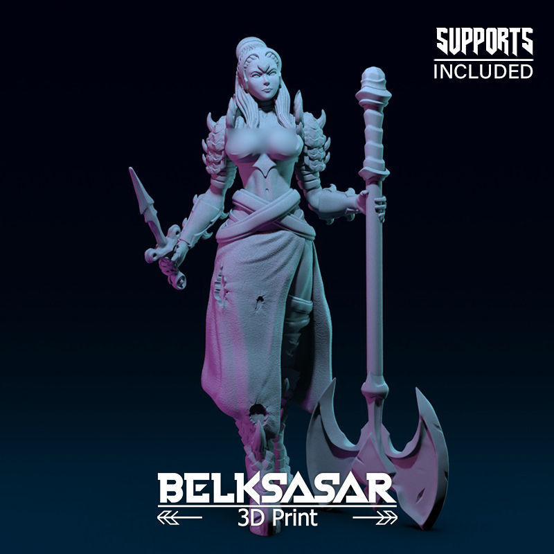 Girl Monster Hunter Normal and Topless 3D print model_11