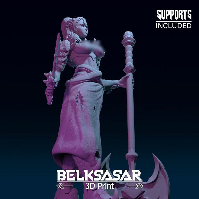 Girl Monster Hunter Normal and Topless 3D print model_25