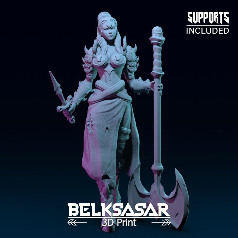 Girl Monster Hunter Normal and Topless 3D print model_2