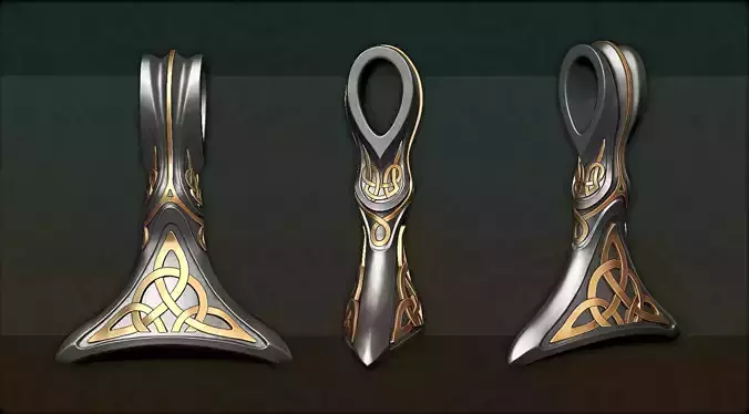 Viking hammer pendant with celtic ornament