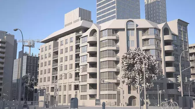 City Downtown with Suburb Low-poly 3D model 6