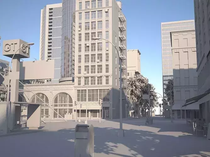City Downtown with Suburb Low-poly 3D model 5