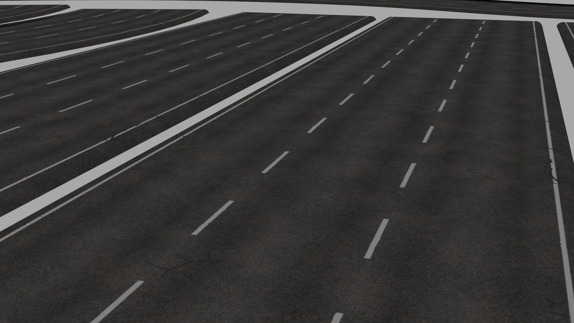 PBR 4K-2K  Three-Lane Cracked Highway Roads  Low-poly 3D model_19
