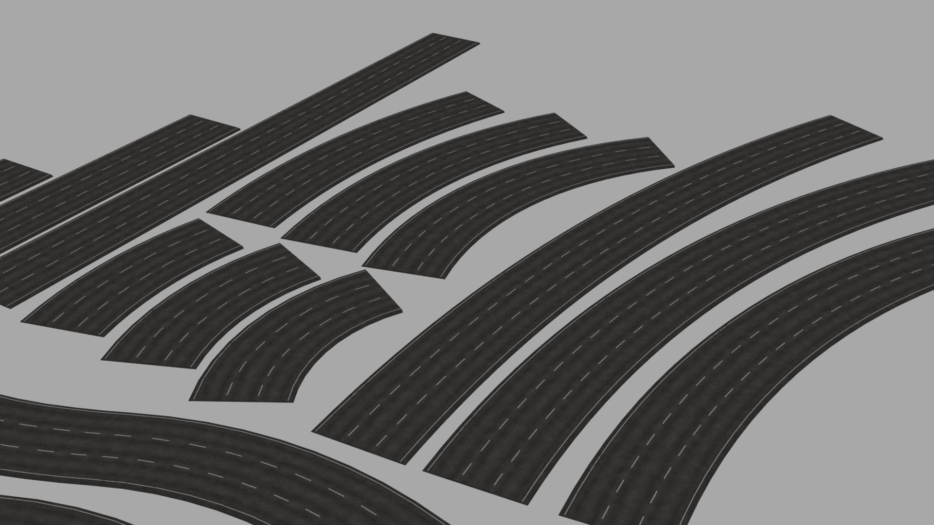 PBR 4K-2K  Three-Lane Cracked Highway Roads  Low-poly 3D model_15