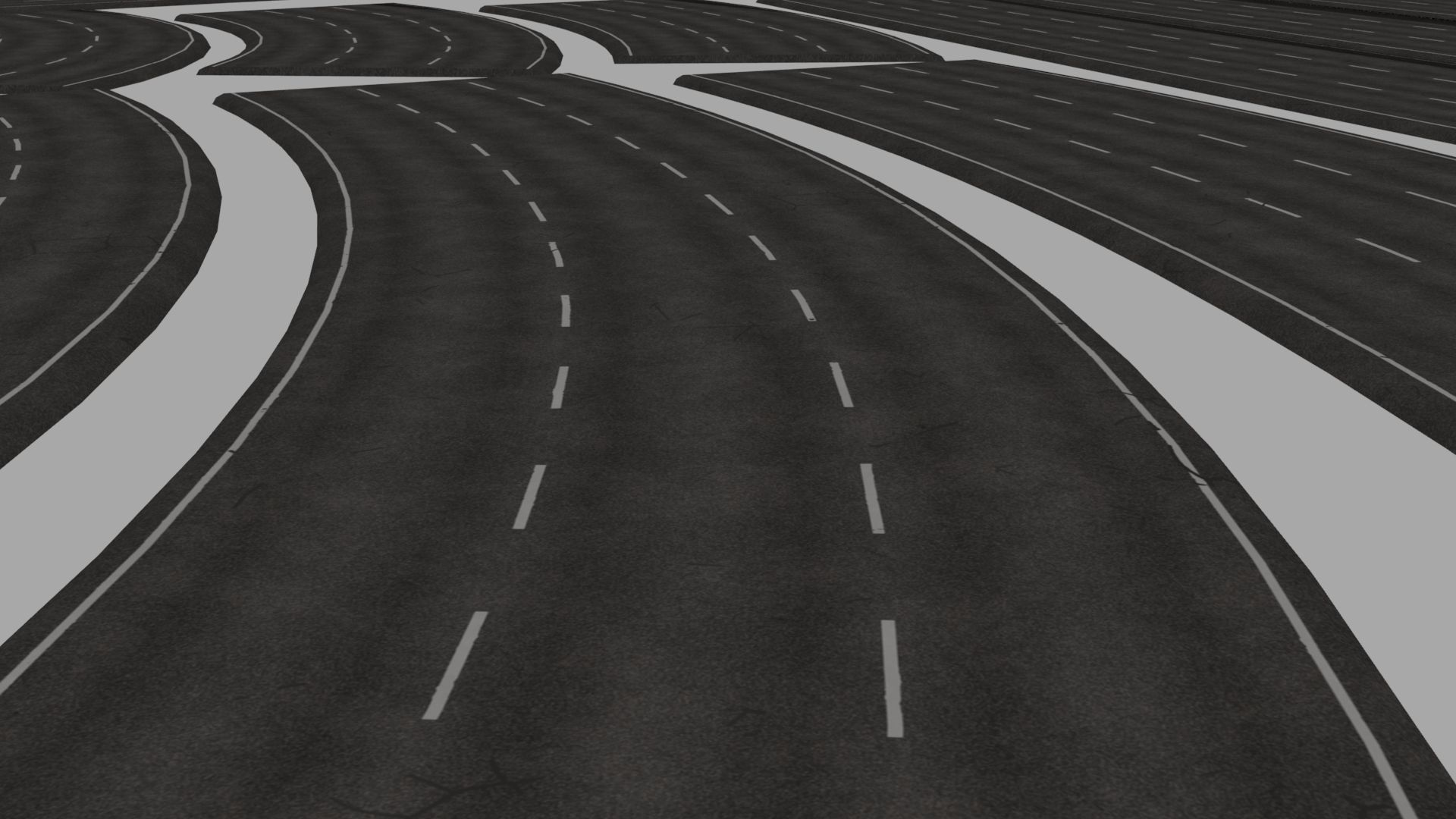 PBR 4K-2K  Three-Lane Cracked Highway Roads  Low-poly 3D model_20