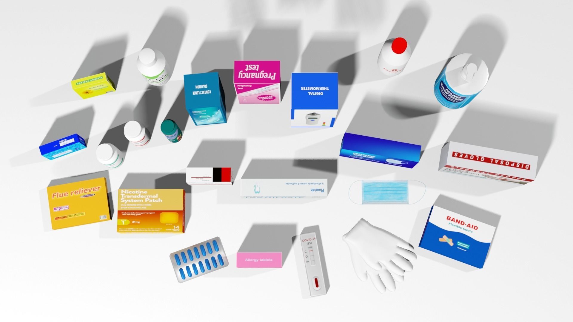 Pharmacy products Low-poly 3D model_2