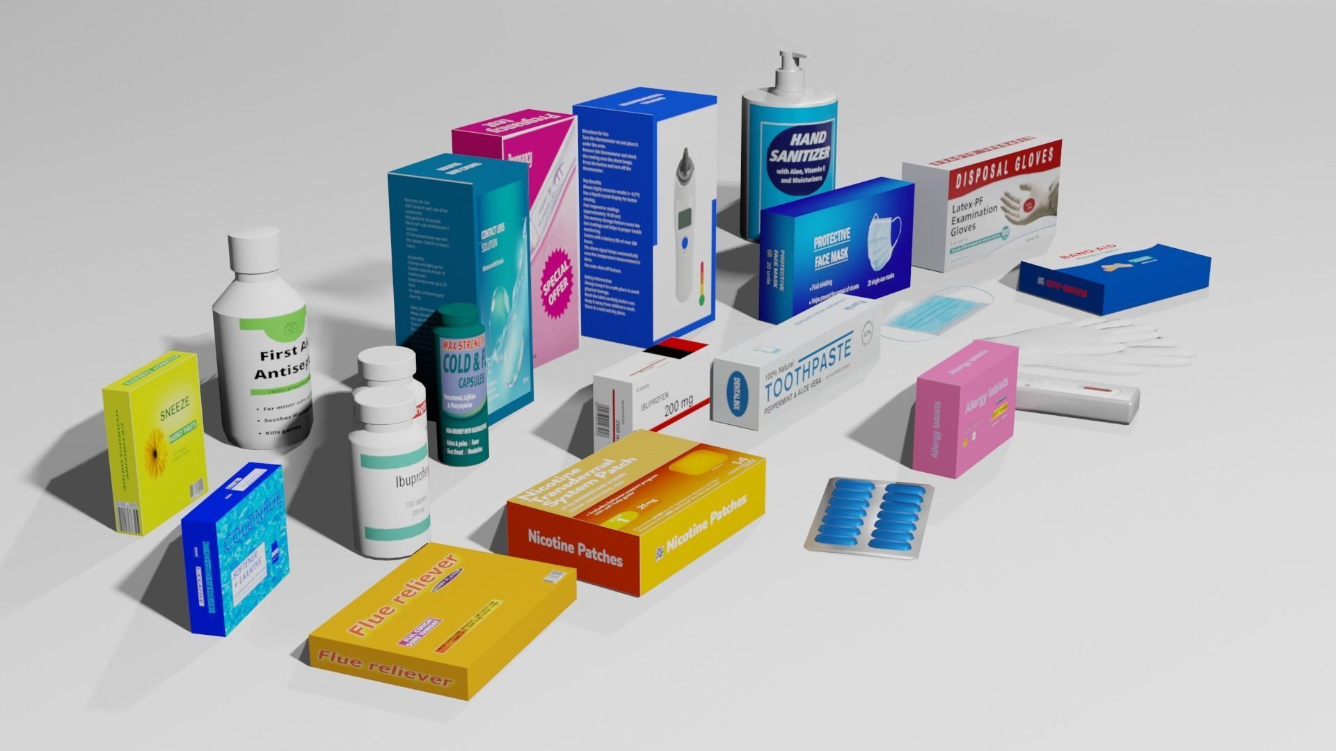 Pharmacy products Low-poly 3D model_4
