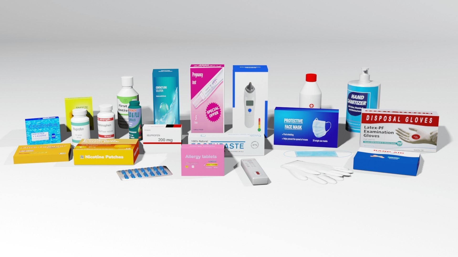 Pharmacy products Low-poly 3D model_1