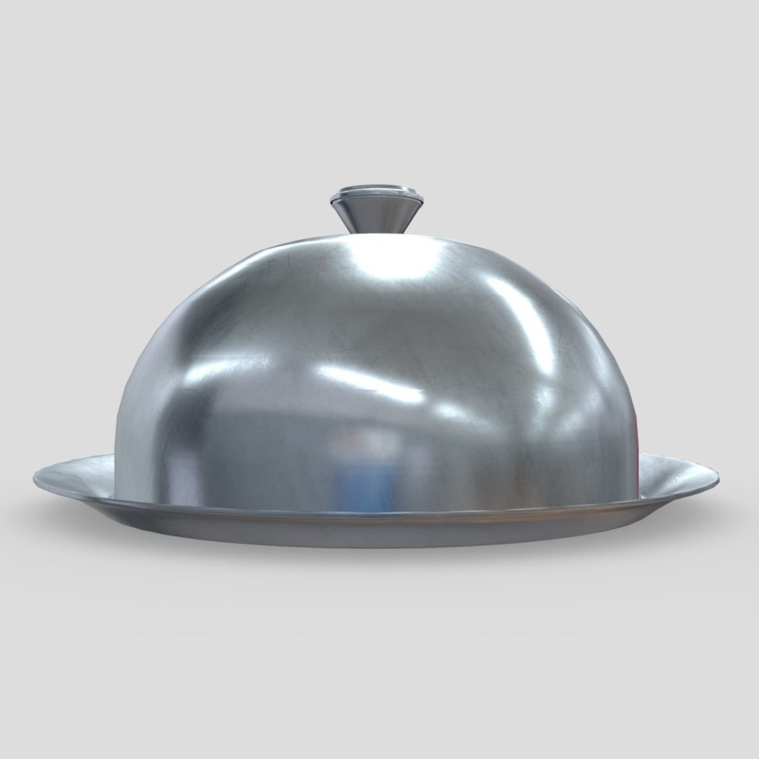 Cloche silver dish Low-poly 3D model_3