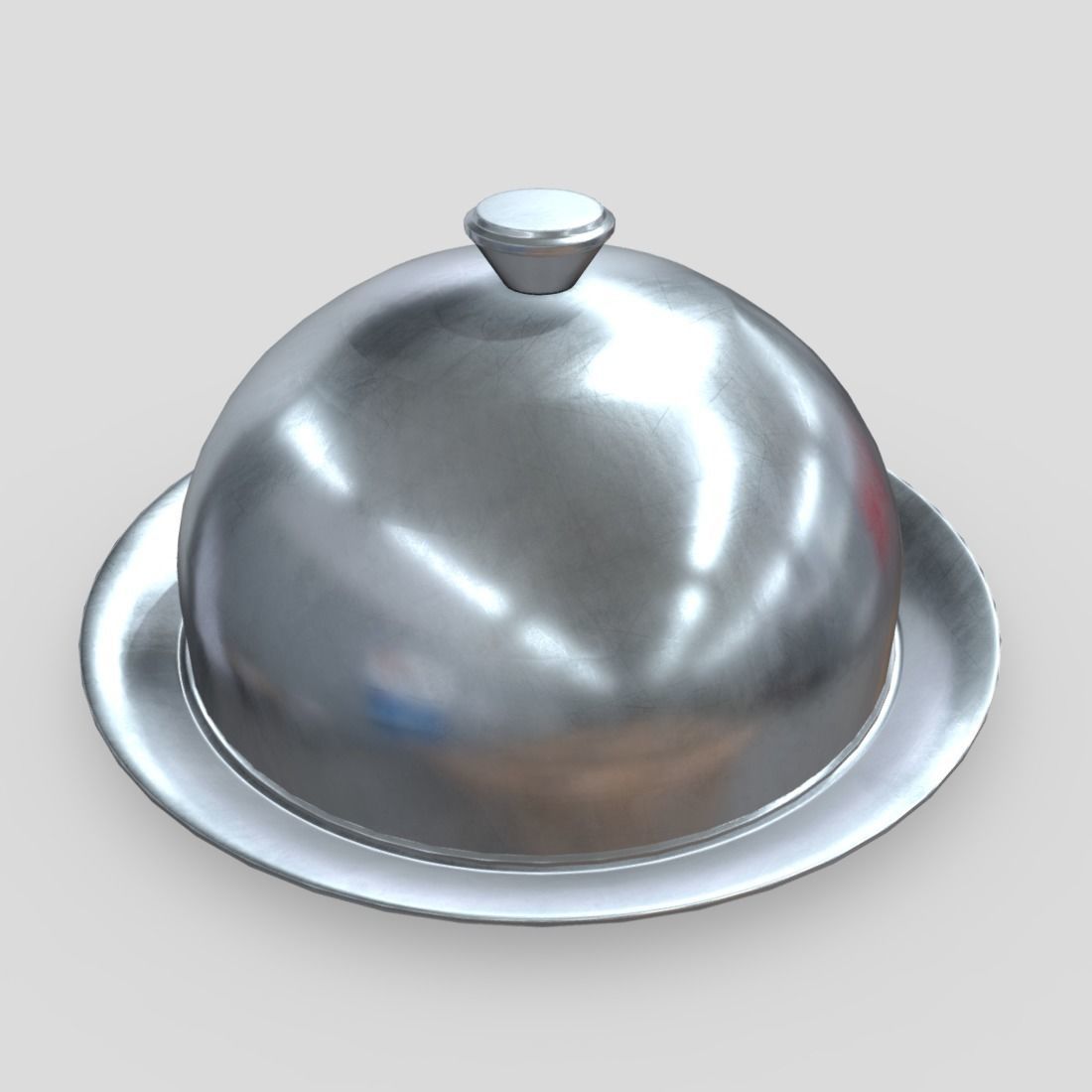 Cloche silver dish Low-poly 3D model_5