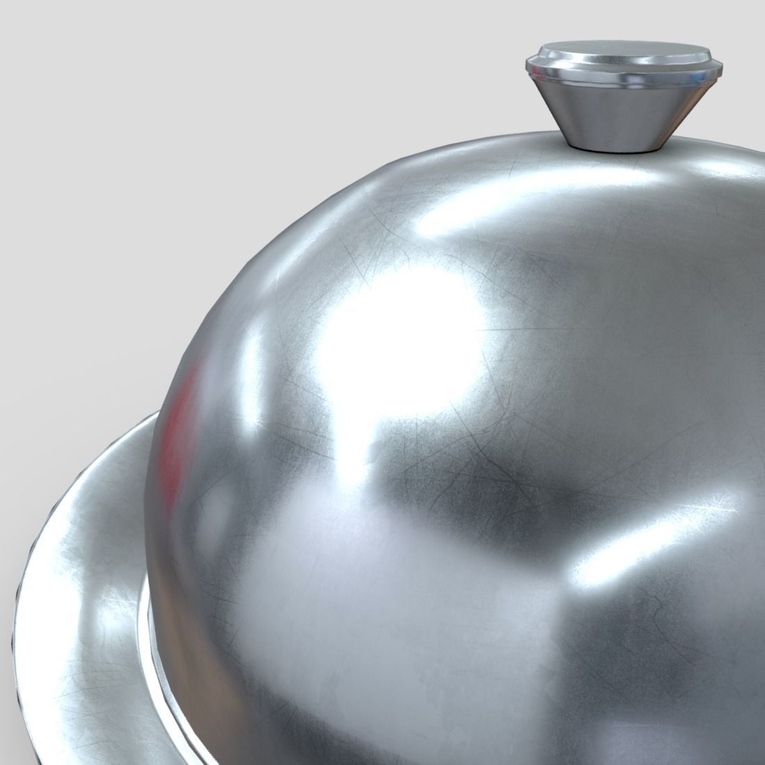 Cloche silver dish Low-poly 3D model_13