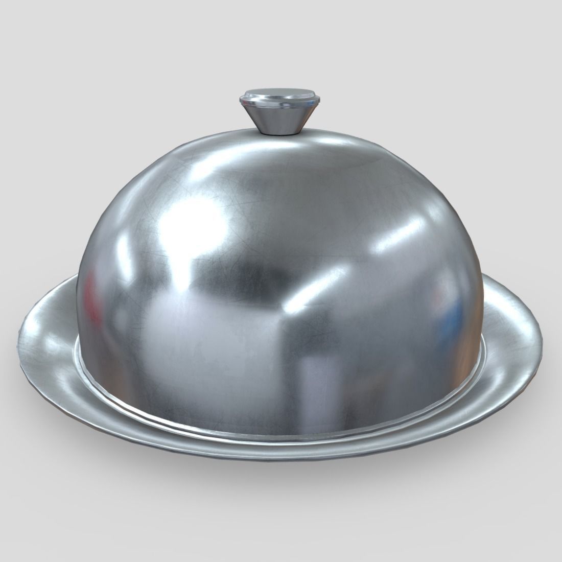 Cloche silver dish Low-poly 3D model_11