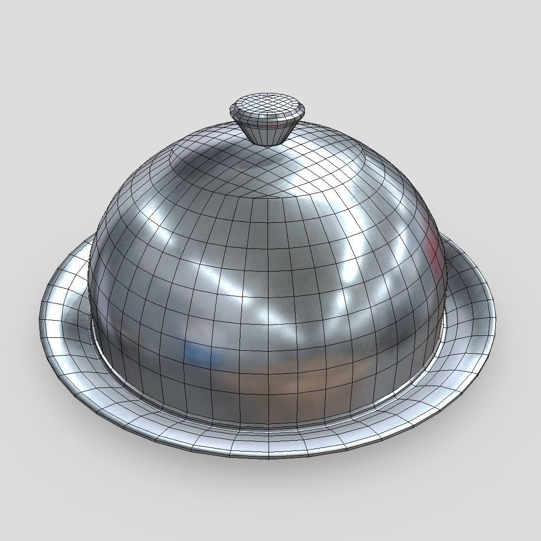 Cloche silver dish Low-poly 3D model_6
