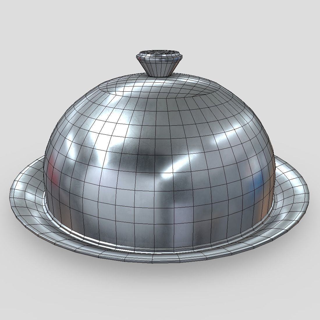 Cloche silver dish Low-poly 3D model_12