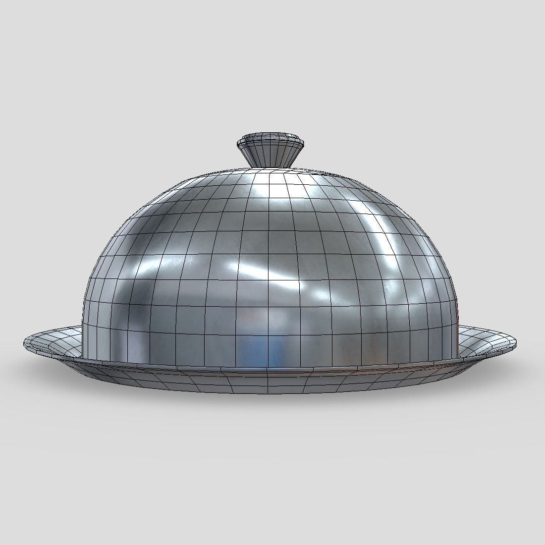 Cloche silver dish Low-poly 3D model_4