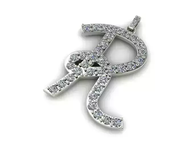 R Letter Diamond Pendant 308