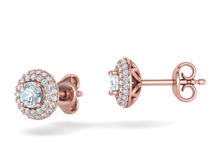 Round Halo Stud Earrings Women Earrings 3dmodel 3D print model_3