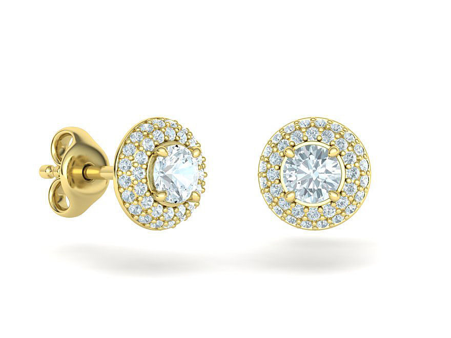 Round Halo Stud Earrings Women Earrings 3dmodel 3D print model_20