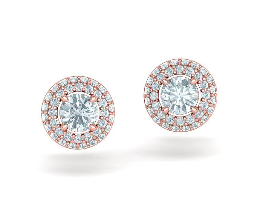 Round Halo Stud Earrings Women Earrings 3dmodel 3D print model_12