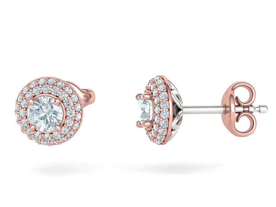 Round Halo Stud Earrings Women Earrings 3dmodel 3D print model_6