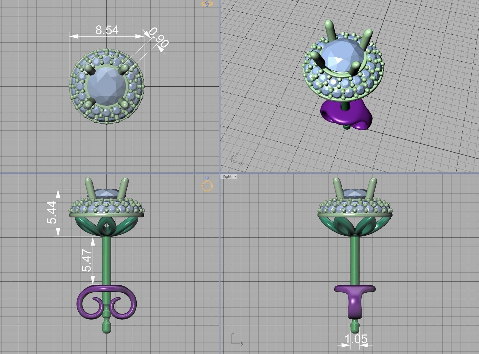 Round Halo Stud Earrings Women Earrings 3dmodel 3D print model_7