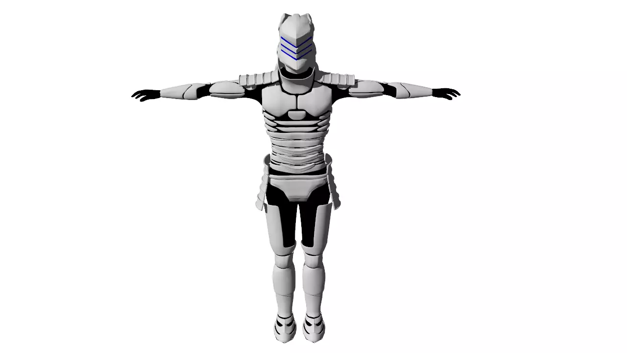Sci-fi armored character 3D model_0
