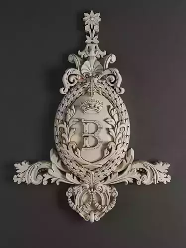 Monogram ornate wall plaque with letter b
