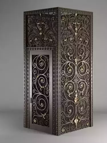 Elevator ornate wrought iron door