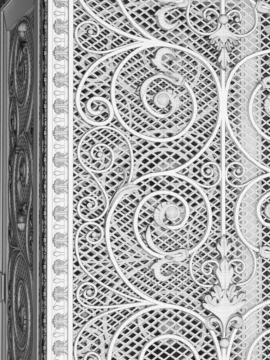 Elevator ornate wrought iron door 3D model_4