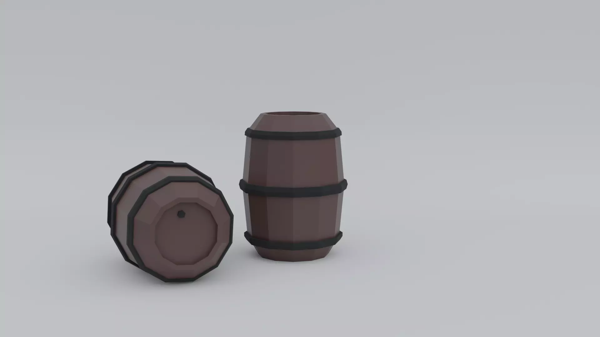 Low poly Barrel two barrels Free low-poly 3D model_0