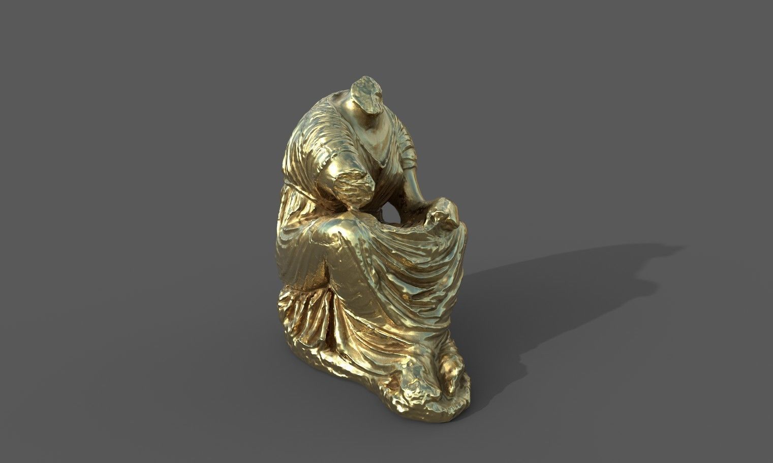 Statue of female 5 Low-poly 3D model_26