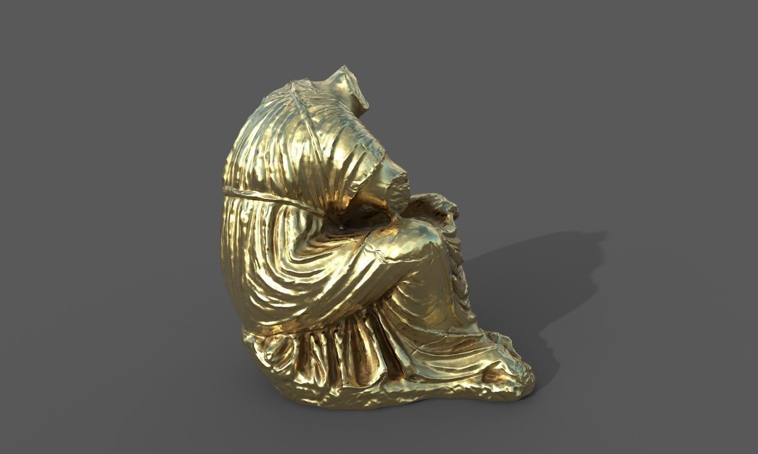 Statue of female 5 Low-poly 3D model_25