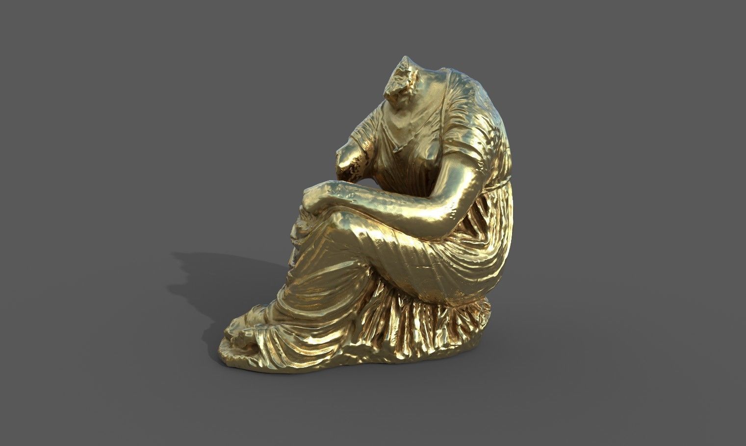 Statue of female 5 Low-poly 3D model_24