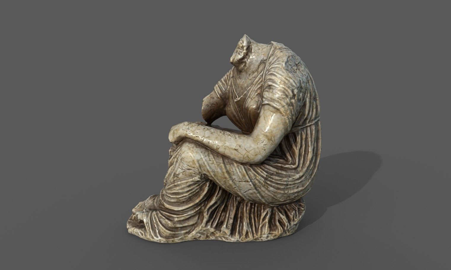 Statue of female 5 Low-poly 3D model_11